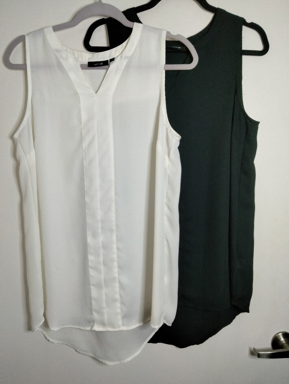 Apt. 9 (Size M) Ivory & Black (Lot of 2) Sleeveless V-Neck Semi-sheer Tunics Top